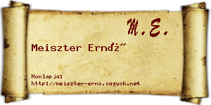 Meiszter Ernő névjegykártya